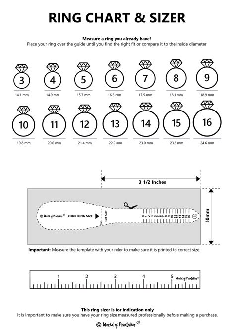 printable ring size chart